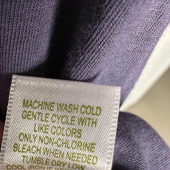 Garnet Hill Knit Tunic Top XL Floral Embroidered Asymmetrical Hem Purple - Picture 9 of 10